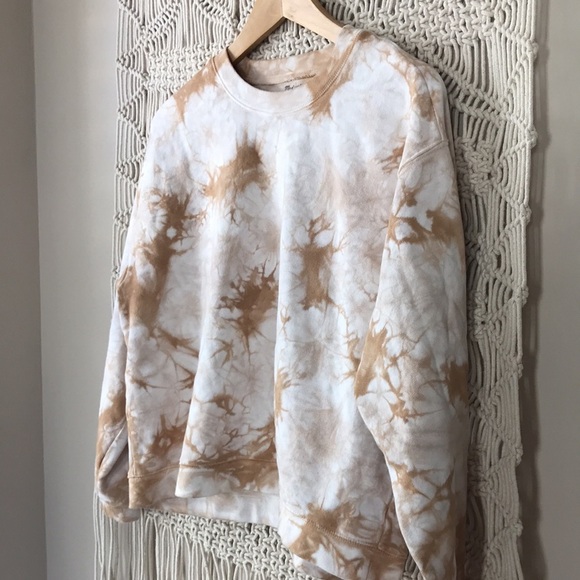 Madewell pullover tie dye tan & white sweatshirt sz Small - Picture 2 of 6